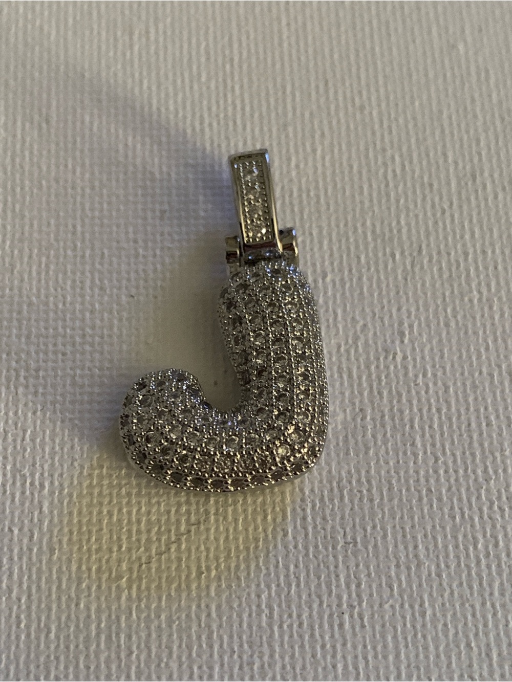 Silver Pave 'J' Initial Pendant